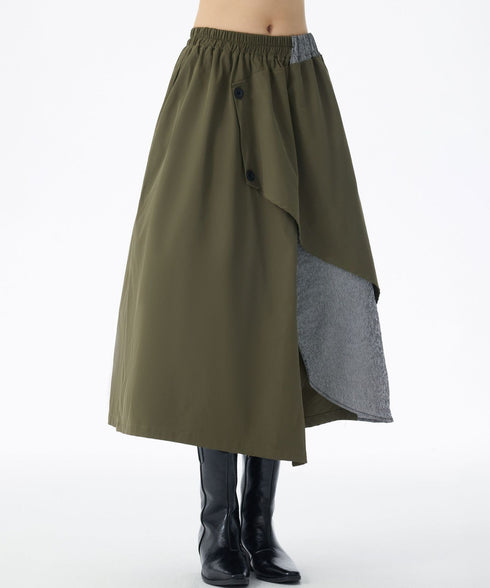 Layered Button Design Skirt